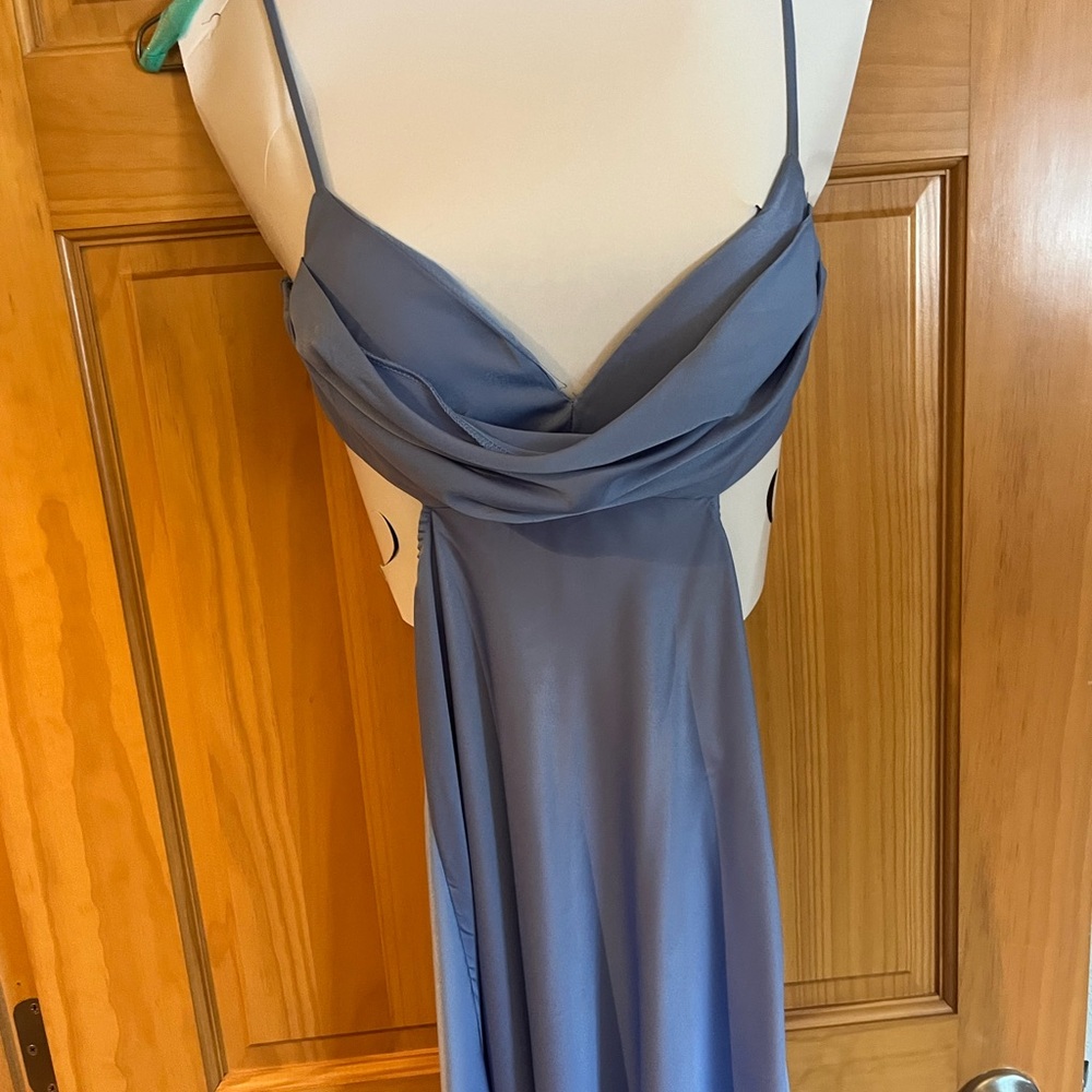 Elegant Blue Spaghetti Strap Dress